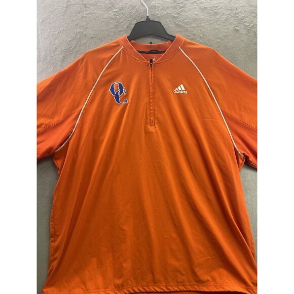 Adidas Orange Quarter Zip Windbreaker Shirt Drawstring Waist Size XL - Picture 1 of 7